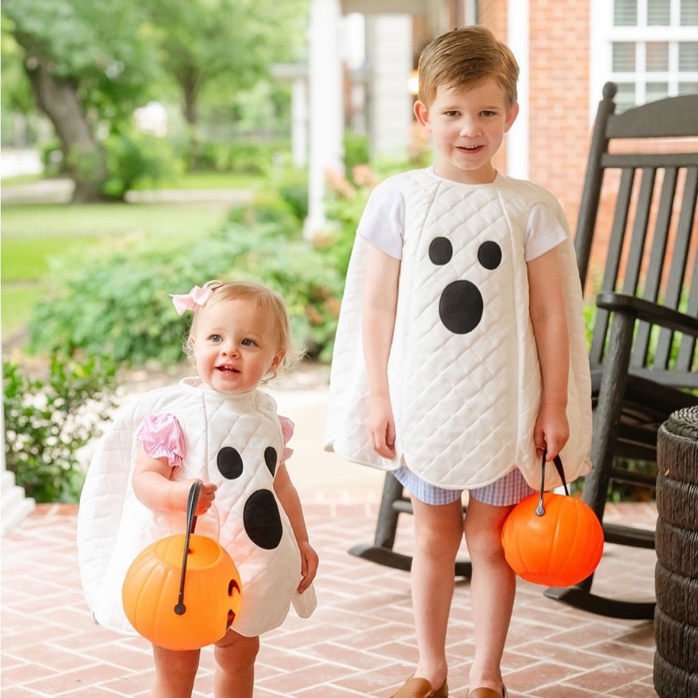 Ruth & Ralph Quilted Ghost Costume Cream White Black Halloween 12-24M Boutique - Picture 4 of 7